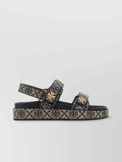 Tory Burch Embroidered Fabric Kira Sandals In Black