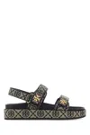 Tory Burch Embroidered Fabric Kira Sandals In Black