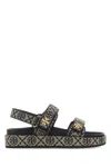 Tory Burch Embroidered Fabric Kira Sandals In Black