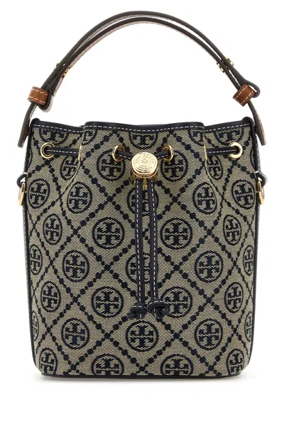 Tory Burch Embroidered Fabric Mini T Monogram Bucket Bag