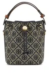 Tory Burch Mini Bucket Bag With Embroidered Fabric T Monogram In Brown