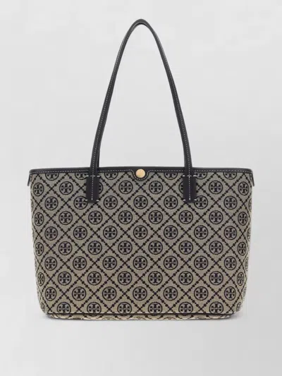 Tory Burch Embroidered Fabric Tote Bag Double Handles