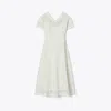 Tory Burch Embroidered Linen Dress In Natural Ivory