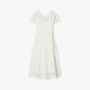 Tory Burch Embroidered Linen Dress In White