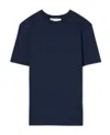 Tory Burch Embroidered-logo Cotton T-shirt In Black