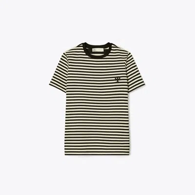 Tory Burch Embroidered Logo T-shirt In Black