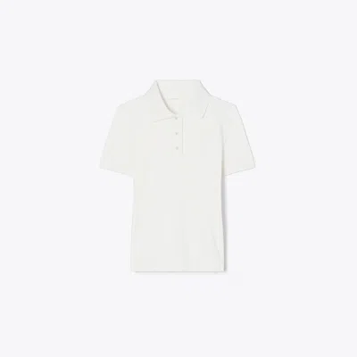 Tory Burch Embroidered Logo Tennis Polo In White
