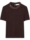 Tory Burch Wool And Sequin Short-sleeved Sweater In Rot