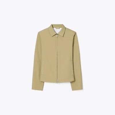 Tory Burch Embroidered Nylon Golf Jacket In Neutral