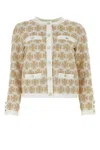 TORY BURCH EMBROIDERED POLYESTER BLEND CARDIGAN