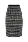 Tory Burch High-waisted Tweed Skirt With Fitted Silhouette In Blackgreen