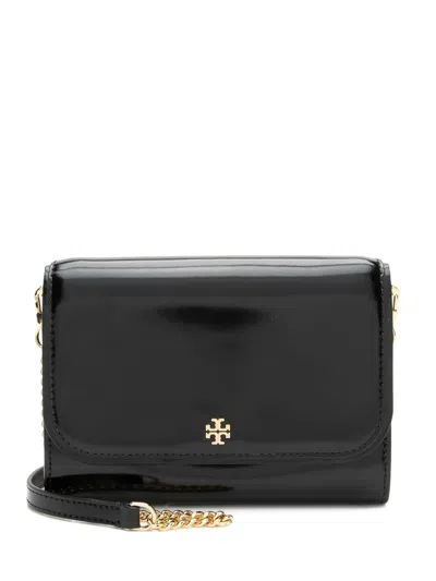 Pre-owned Tory Burch Emerson Chain Wallet In Black