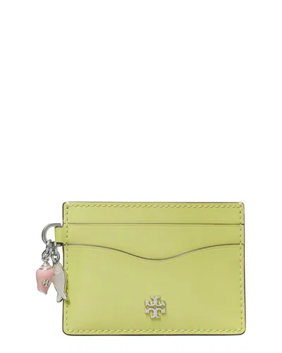 Tory Burch Emerson Charms Slim Leather Card Case In Green