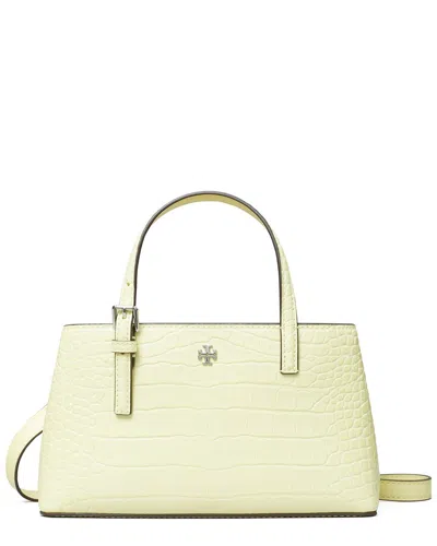Tory Burch Emerson Embossed Mini Leather Tote In Yellow
