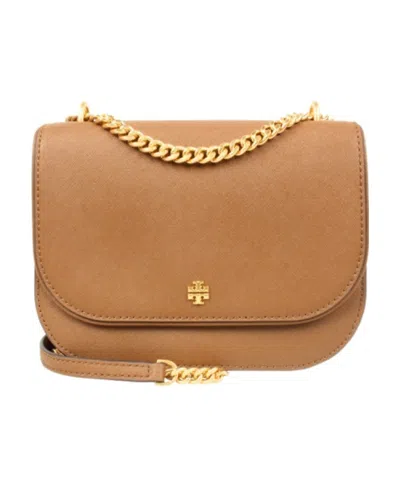 Tory Burch Emerson Logo Satchel Bag In Brown
