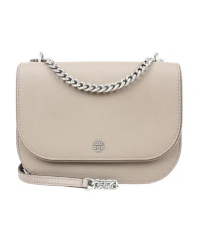 Tory Burch Emerson Logo Satchel Bag In Nude