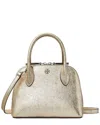 Tory Burch Emerson Metallic Mini Leather Dome Satchel In White