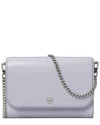 Tory Burch Emerson Patent Chain Wallet In Purple