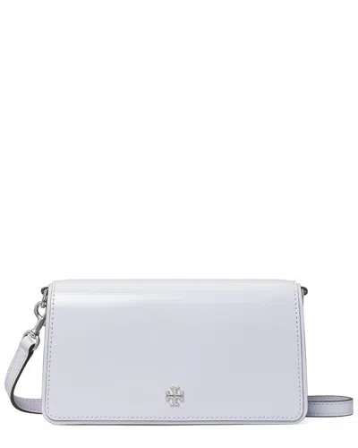 Tory Burch Emerson Patent Mini Leather Crossbody In Purple