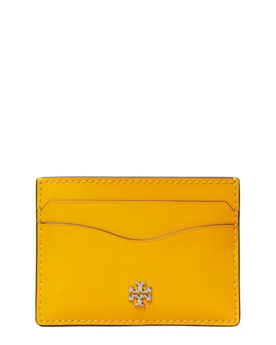 Tory Burch Emerson Patent Slim Leather Card Case In Yellow