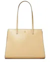 Tory Burch Emerson Patent Work Tote In Brown