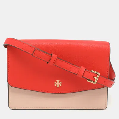 Pre-owned Tory Burch Emerson Pink/red Leather Crossbody Bag