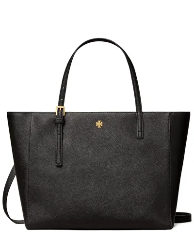Tory Burch Emerson Small Leather Tote In Black