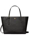 Tory Burch Emerson Small Leather Tote In Black