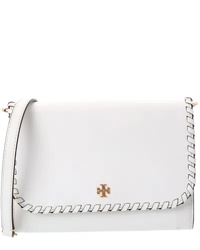 Tory Burch Emerson Whipstitch Leather Wallet On Chain In Brown