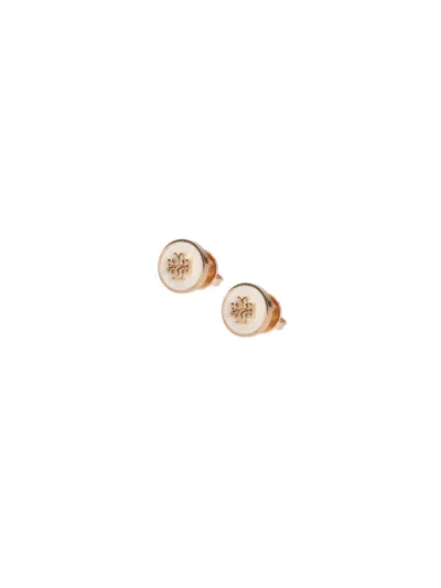 Tory Burch Enamel And Brass Statement Earrings In Golden