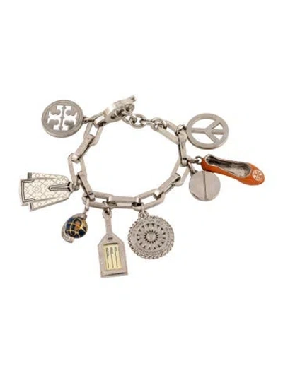 Pre-owned Tory Burch Enamel Charm Bracelet, 7" In Multicolor
