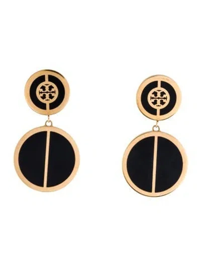Pre-owned Tory Burch Enamel Drop Earrings In Black