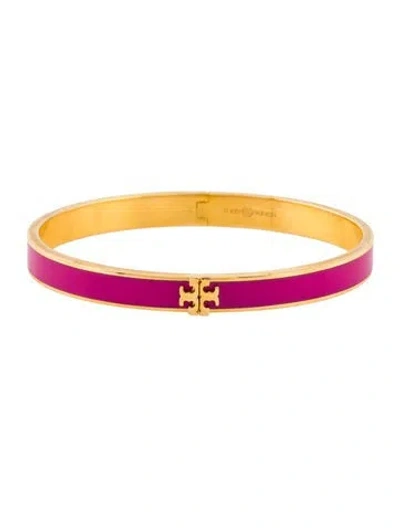 Pre-owned Tory Burch Enamel Kira Hinged Bangle Bracelet, 7" In Multi