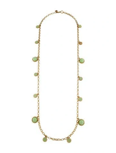 Pre-owned Tory Burch Enamel Logo Rosary Station Necklace, 40" In Multi