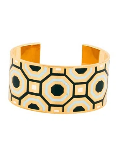 Pre-owned Tory Burch Enamel Octagon Cuff Bracelet, 7" In Multi