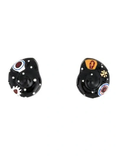 Pre-owned Tory Burch Enamel Shell Stud Earrings In Multi