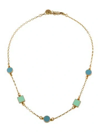 Pre-owned Tory Burch Enamel Station Necklace, 19.75" In Multicolor