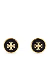 Tory Burch Kira Logo Colored Disc Stud Earrings In Gold