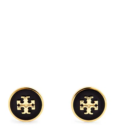 TORY BURCH ENAMEL-TRIM KIRA CIRCLE STUDS