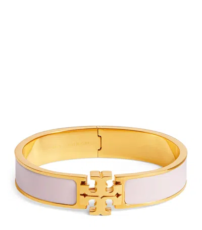 Tory Burch Enamelled Kira Hinge Bangle In Pink