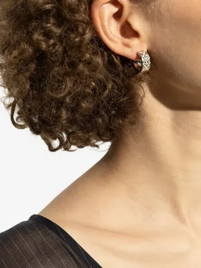 Tory Burch Etched Hoop Earrings In Metallic