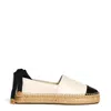 Tory Burch White Espadrilles With Metallic Logo On The Front And Ankle Strap In Leather Woman In Neutrals
