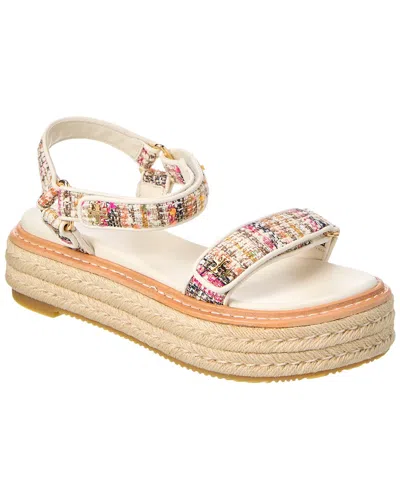 Tory Burch Espadrille Sport Tweed & Leather Sandal In Pink
