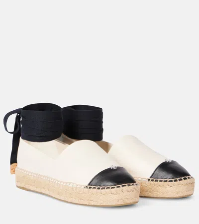 TORY BURCH COLORBLOCKED LEATHER ESPADRILLES