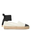 Tory Burch White Espadrilles With Metallic Logo On The Front And Ankle Strap In Leather Woman In Beige