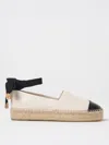 Tory Burch White Espadrilles With Metallic Logo On The Front And Ankle Strap In Leather Woman In Orange