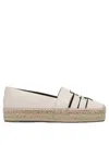 Tory Burch Round Toe Embroidered Espadrille Flat Sole In White