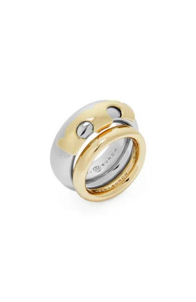 Tory Burch Essential Set Of 2 Stacking Rings In Multi