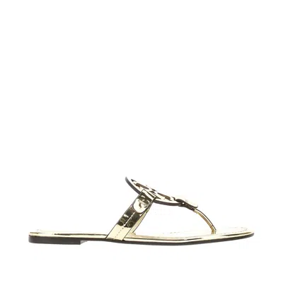 Tory Burch Etallized Faux Leather 'miller' Sandals In Gold