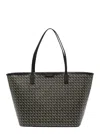 Tory Burch Ever Ready Black Tote Bag With Logo Patch On The Front And All-over Double T Motif In Cotton Woman